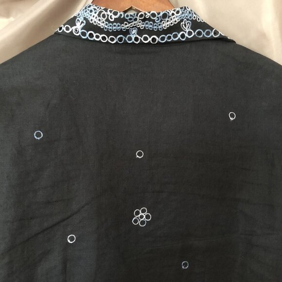 Linen Ink Blue Embellished Suit Shirt - Picture 7 of 13